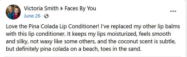 Facebook post about lip conditioner.